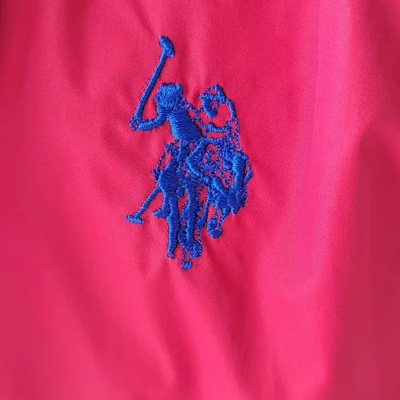 U.S. Polo Assn Red Hooded Windbreaker Jacket Lightweight Zip Snap Women’s Size L - Picture 3 of 15